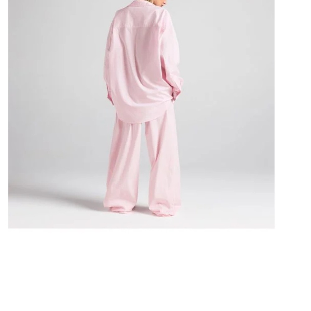 SKIMS Oversized Stretch Cotton Stripe Pajama Set | Cherry Blossom Stripe | S - Picture 3 of 11